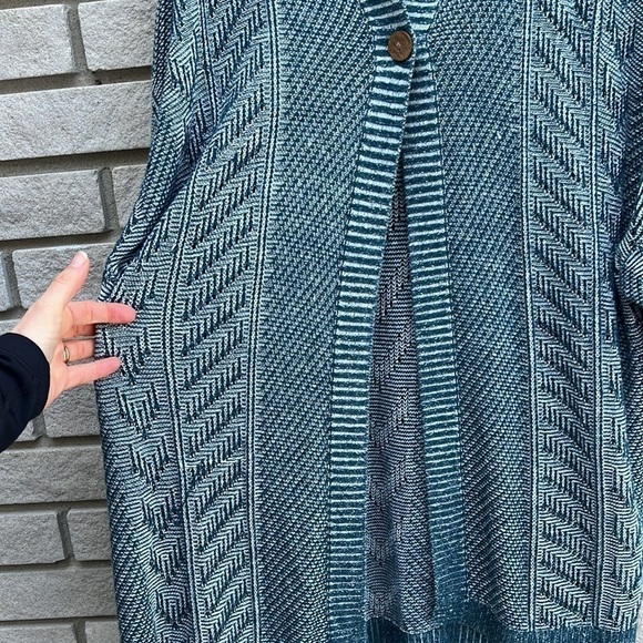 Woolrich Katie Bird Short Sleeve Hooded Cardigan Blue Size M/L - Picture 12 of 14